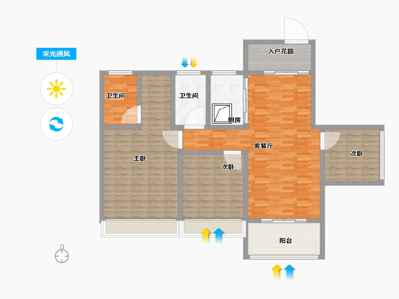 广东省-广州市-珠江壹城国际城-120.00-户型库-采光通风