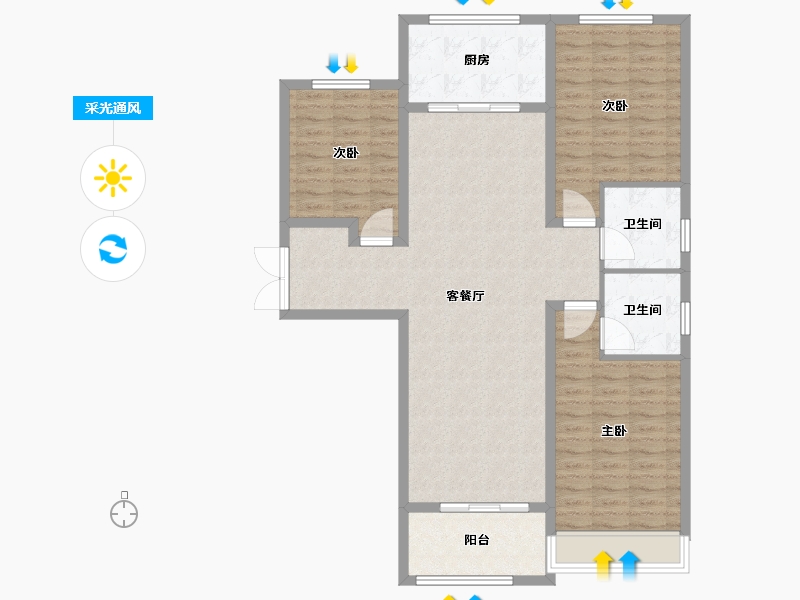 山东省-滨州市-融汇新里程-108.00-户型库-采光通风