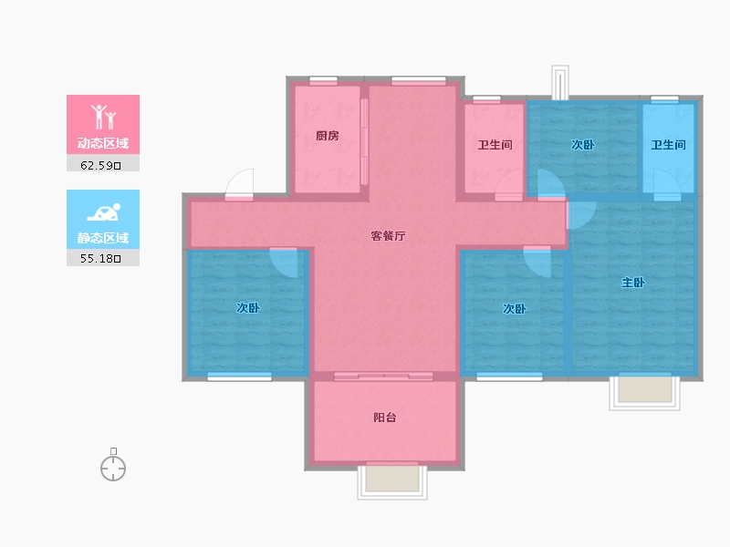 安徽省-铜陵市-城乡·金澜湾-105.41-户型库-动静分区