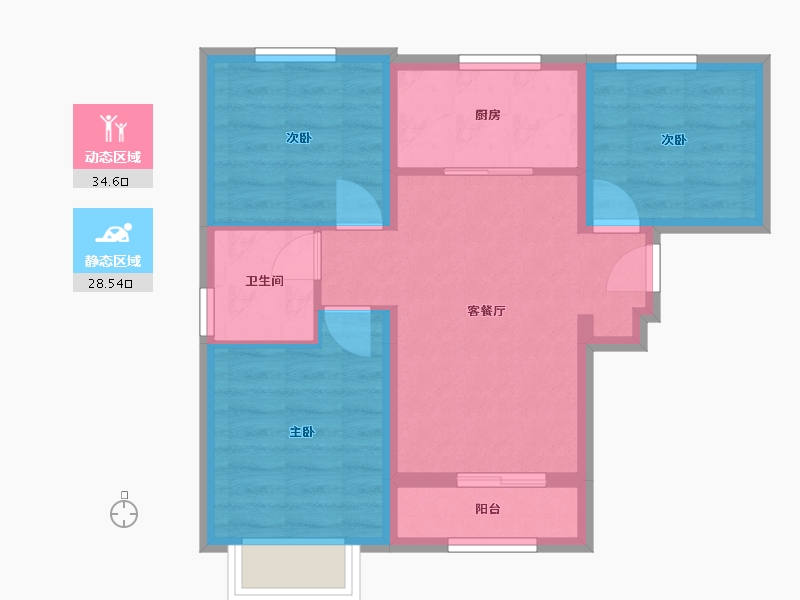 天津-天津市-爱情缤纷里-63.00-户型库-动静分区