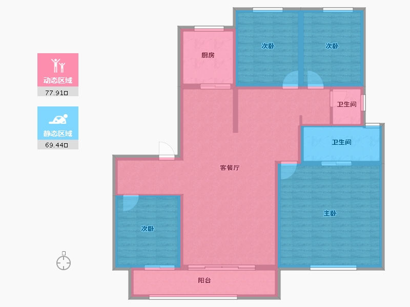 陕西省-铜川市-龙记檀府-133.24-户型库-动静分区