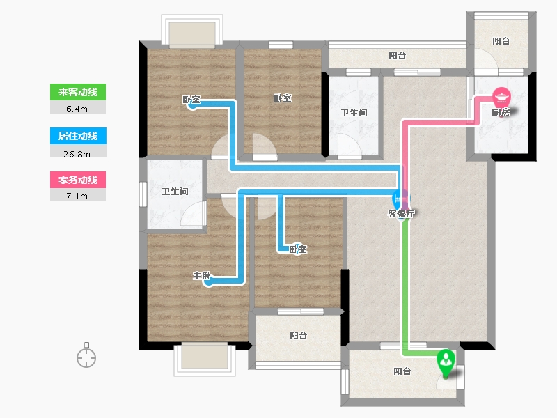 福建省-泉州市-金龙华侨城-108.81-户型库-动静线