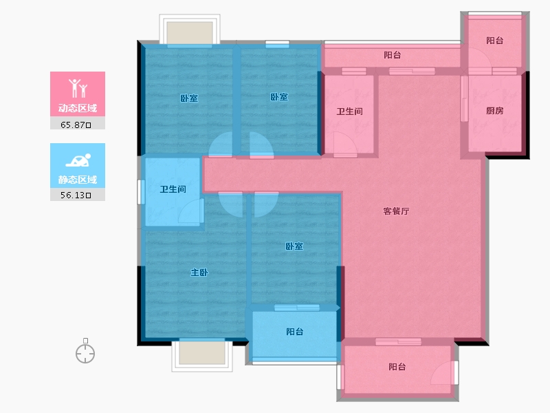 福建省-泉州市-金龙华侨城-108.81-户型库-动静分区