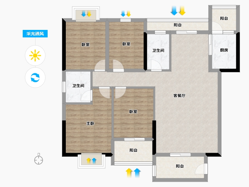 福建省-泉州市-金龙华侨城-108.81-户型库-采光通风