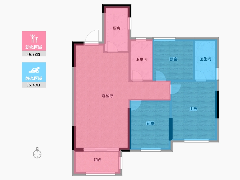 福建省-宁德市-古田天润·名筑-73.60-户型库-动静分区