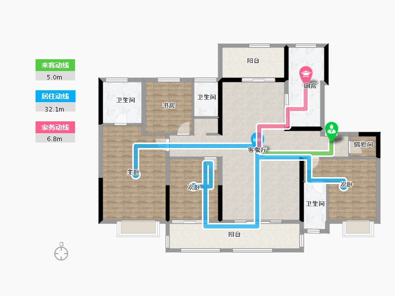 陕西省-铜川市-铜川碧桂园翡翠公馆-156.93-户型库-动静线