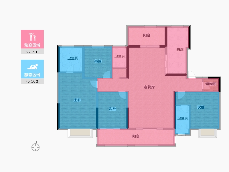 陕西省-铜川市-铜川碧桂园翡翠公馆-156.93-户型库-动静分区