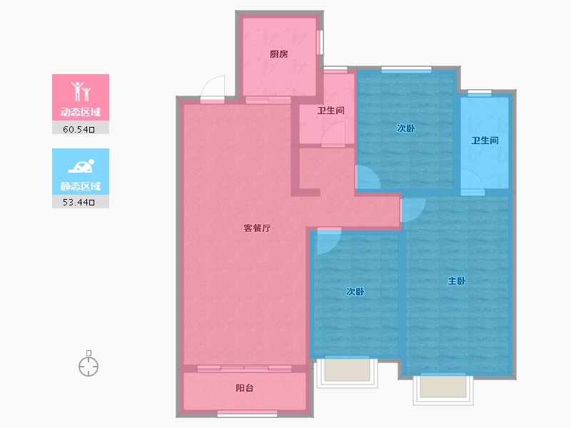 陕西省-铜川市-龙记檀府-102.07-户型库-动静分区