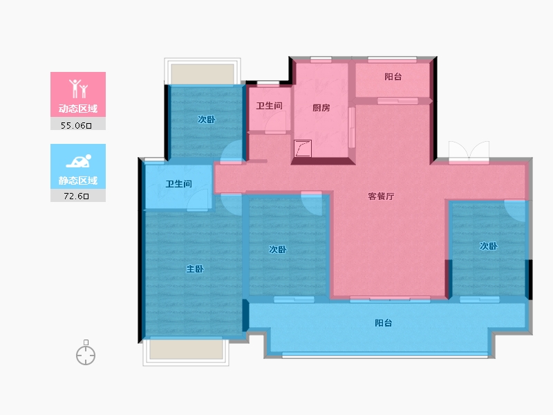 江苏省-宿迁市-吾悦广场·吾悦华府-113.61-户型库-动静分区