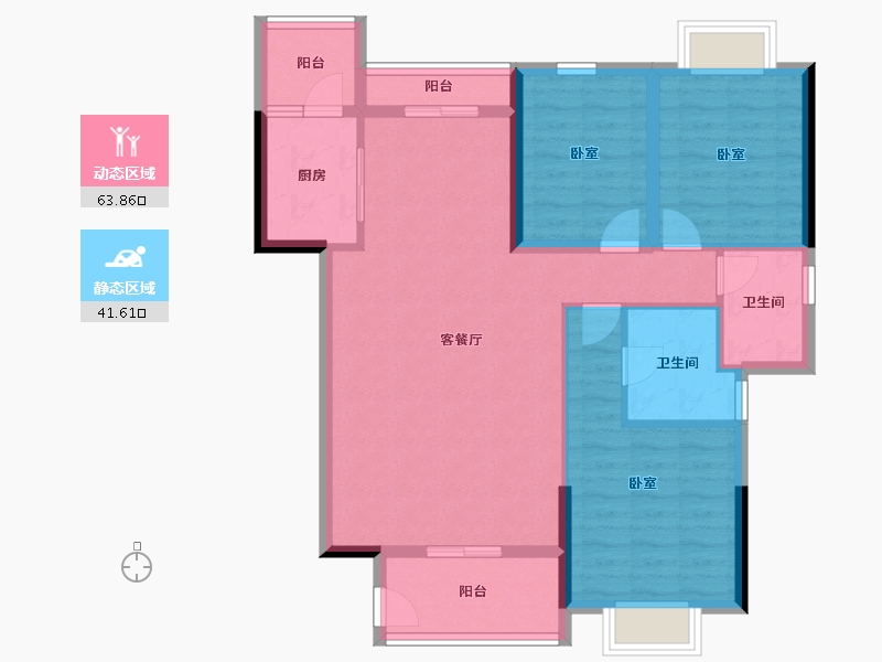 福建省-泉州市-金龙华侨城-94.41-户型库-动静分区