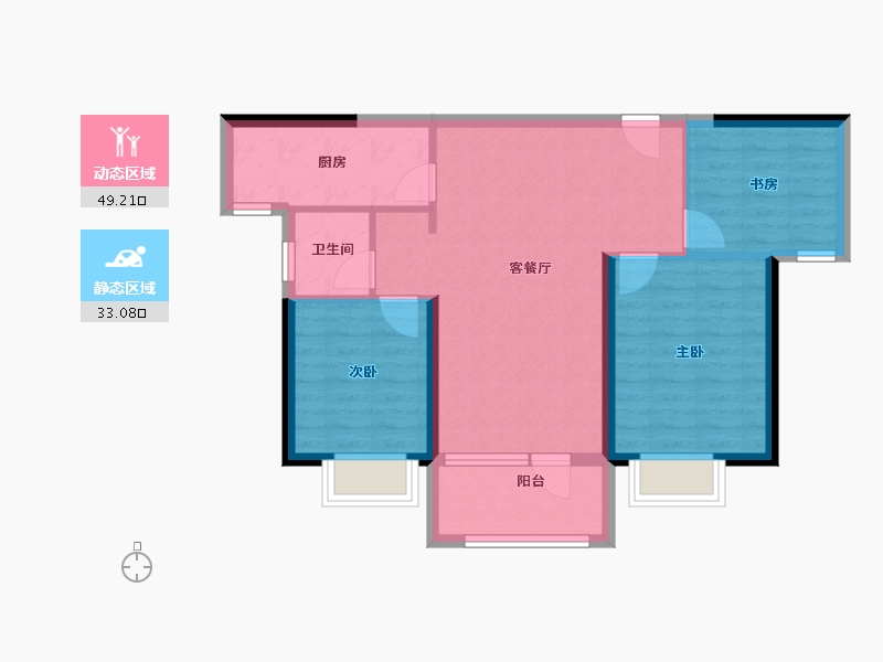 湖北省-黄石市-黄石当代满堂悦MOMA-73.69-户型库-动静分区