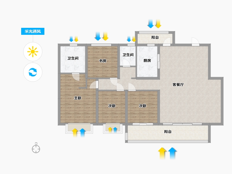 四川省-成都市-中梁·云玺台-154.00-户型库-采光通风