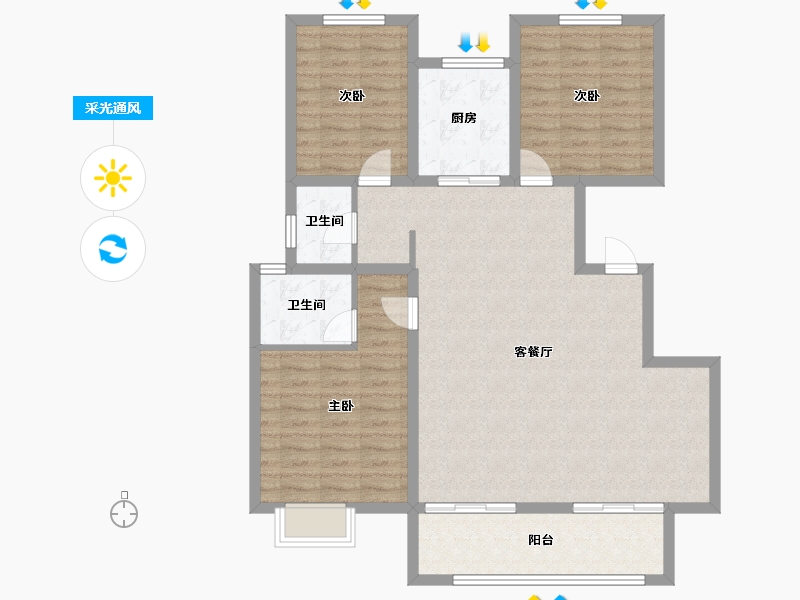 陕西省-铜川市-龙记檀府-108.78-户型库-采光通风