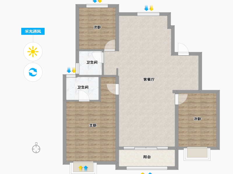 天津-天津市-泉上文华-104.25-户型库-采光通风