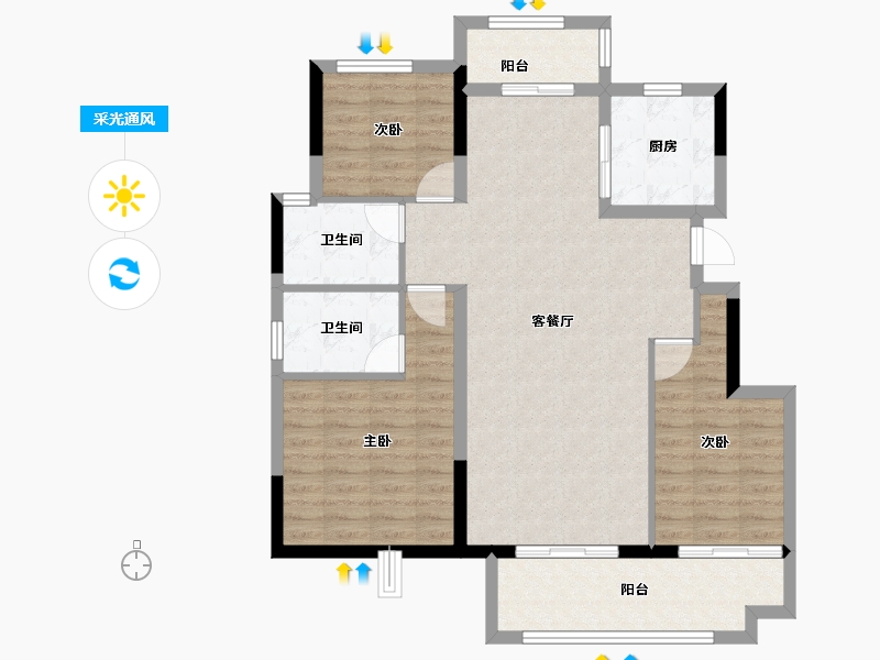 安徽省-铜陵市-和顺·麓山樾-96.82-户型库-采光通风