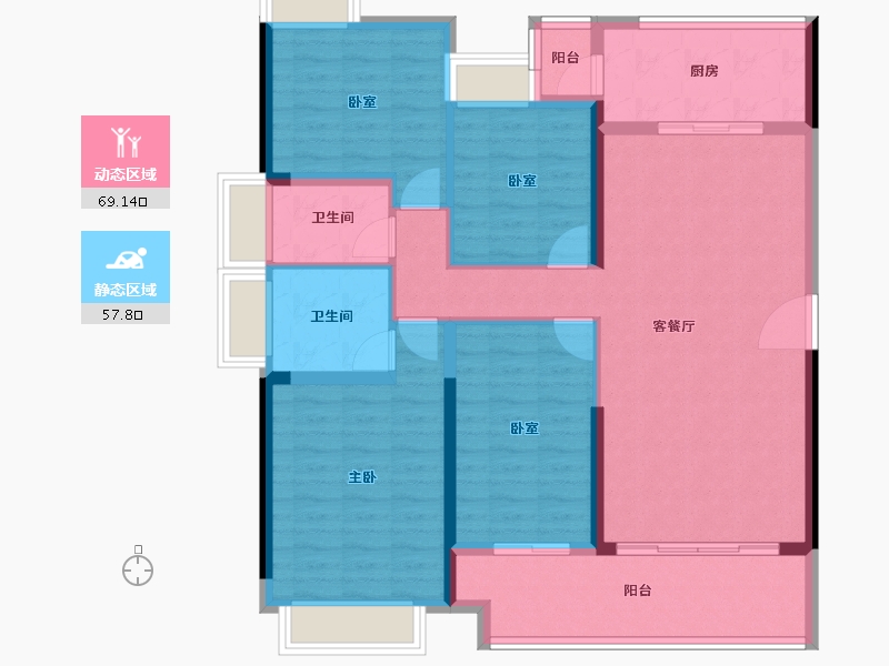 广东省-佛山市-润汉幸福汇-114.40-户型库-动静分区