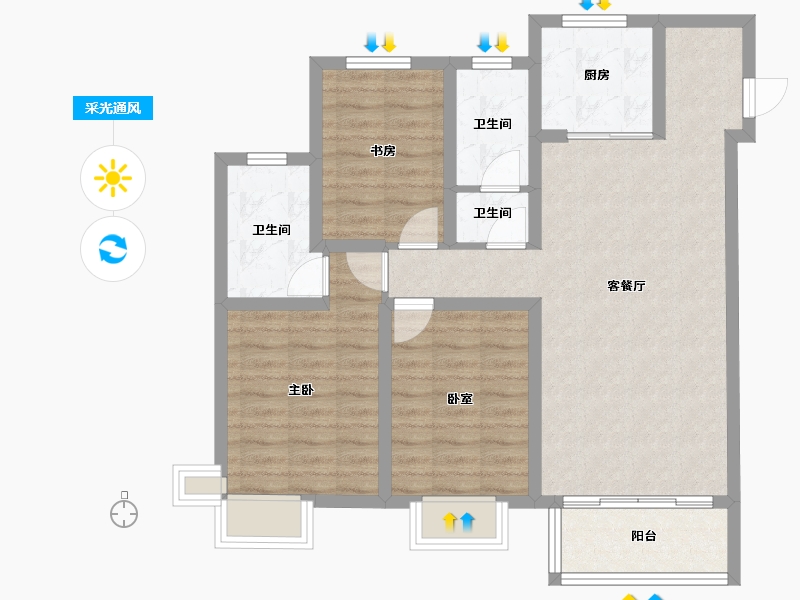 山西省-晋中市-悦唐·慧和郡-85.08-户型库-采光通风