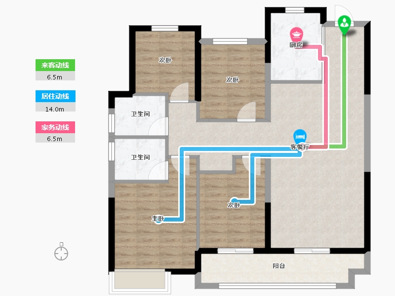 安徽省-宿州市-三巽·灵璧清枫-103.20-户型库-动静线