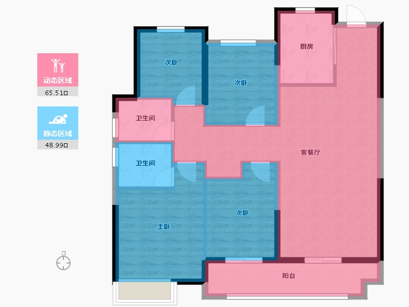 安徽省-宿州市-三巽·灵璧清枫-103.20-户型库-动静分区