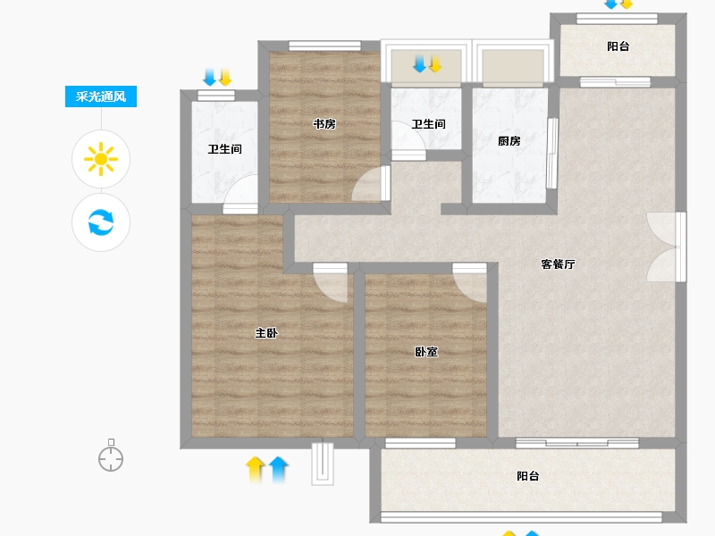 河南省-驻马店市-名门状元府-96.59-户型库-采光通风