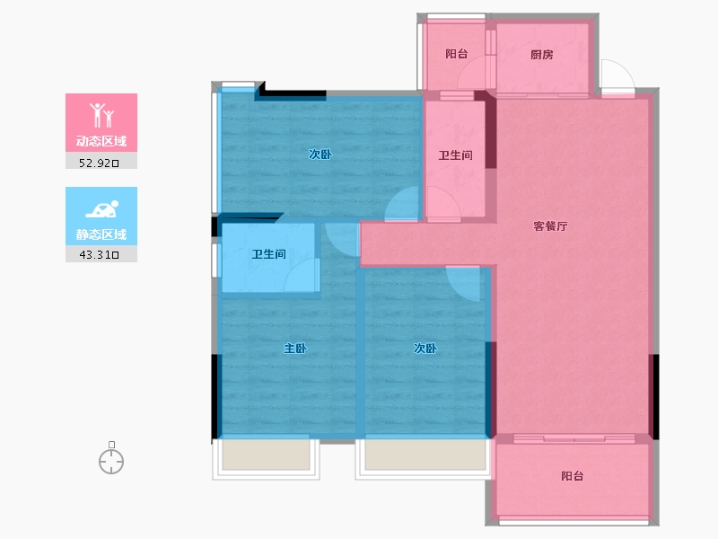 广西壮族自治区-贵港市-西山泉十里江湾-86.41-户型库-动静分区