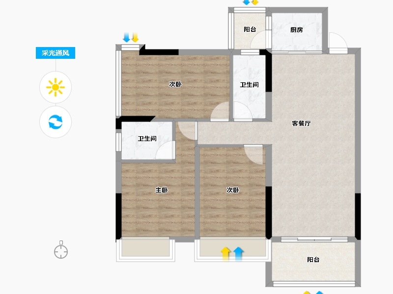 广西壮族自治区-贵港市-西山泉十里江湾-86.41-户型库-采光通风