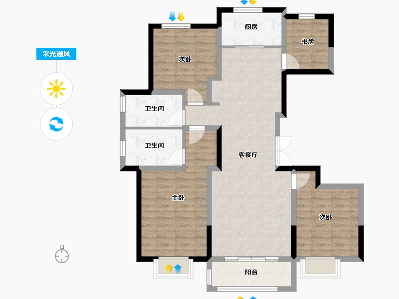 天津-天津市-龙湖春江郦城-102.00-户型库-采光通风