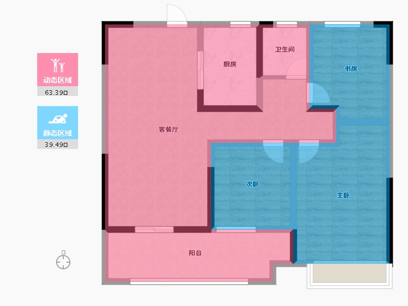 湖北省-咸宁市-恒基国宾府-91.00-户型库-动静分区