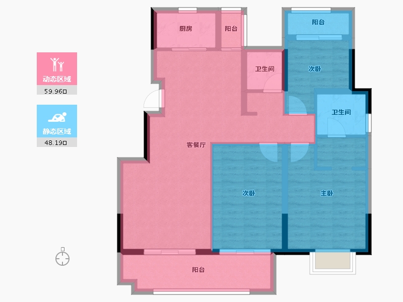 安徽省-铜陵市-拓基·江南府-96.88-户型库-动静分区