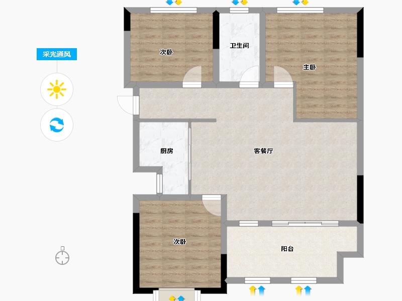 安徽省-铜陵市-城投·聚秀嘉园-95.16-户型库-采光通风