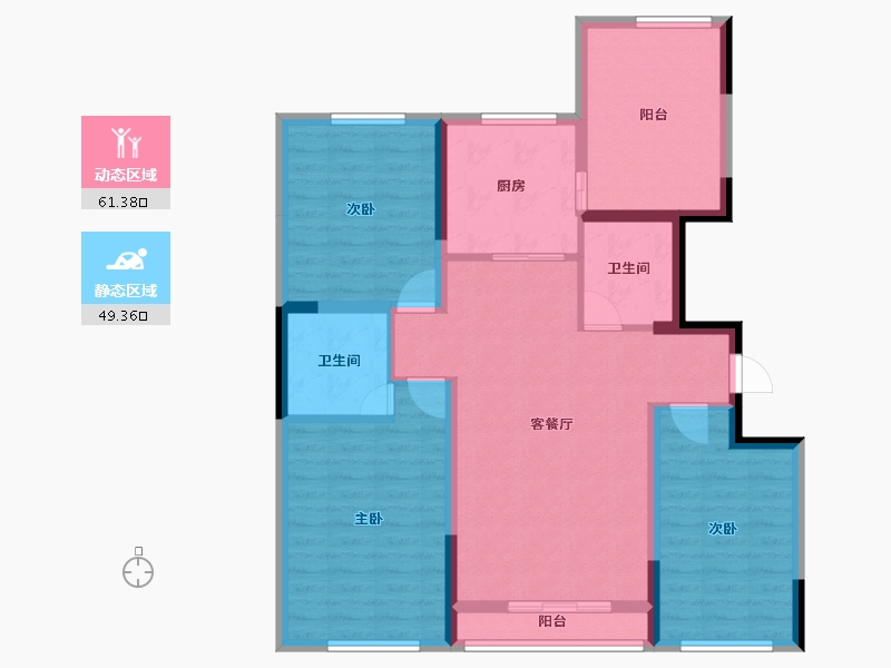 吉林省-吉林市-路弘•阳光华苑-98.86-户型库-动静分区