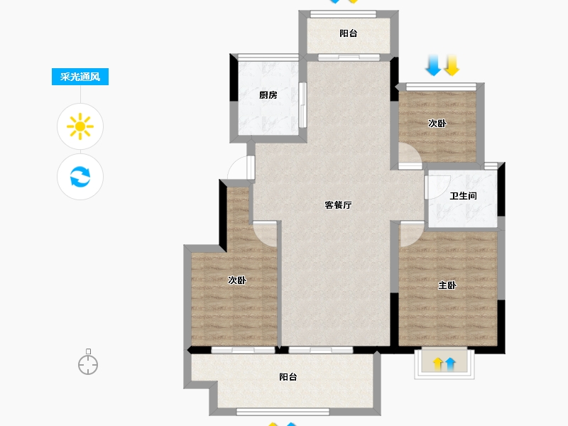 安徽省-铜陵市-和顺·麓山樾-90.52-户型库-采光通风