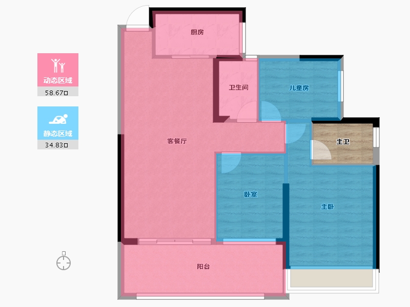 广东省-江门市-汇峰珺璟-88.49-户型库-动静分区