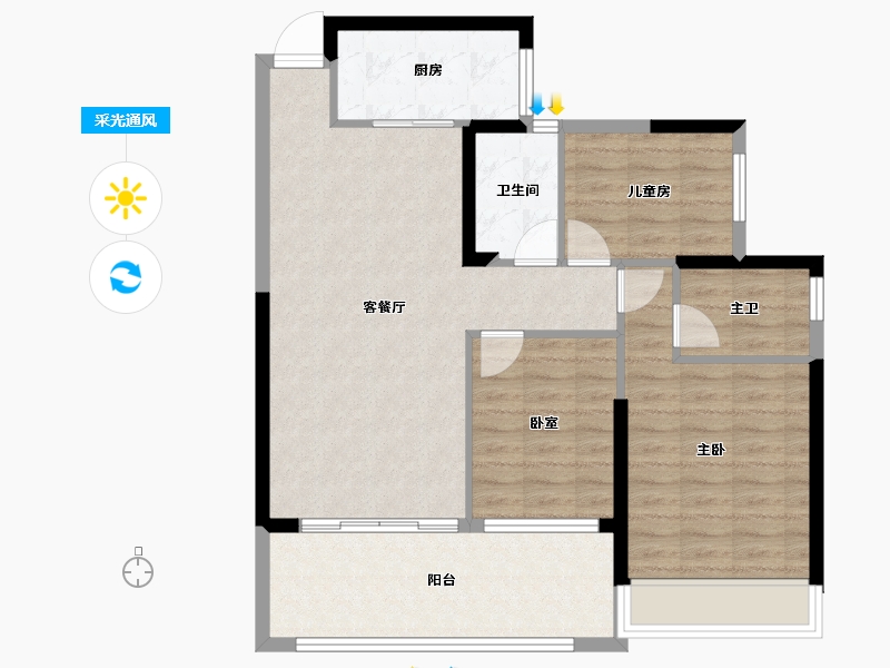 广东省-江门市-汇峰珺璟-88.49-户型库-采光通风