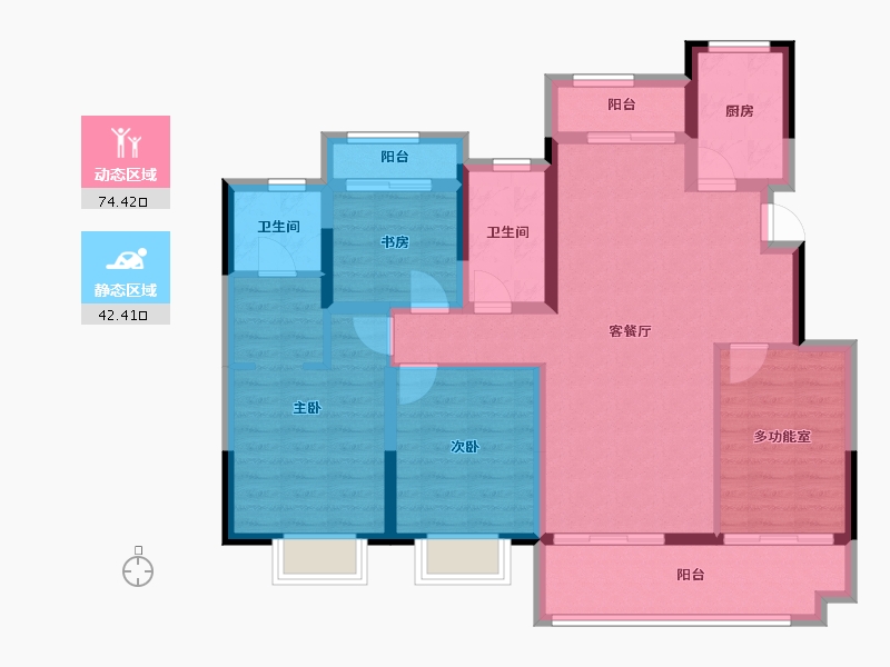 安徽省-铜陵市-拓基·江南府-103.91-户型库-动静分区