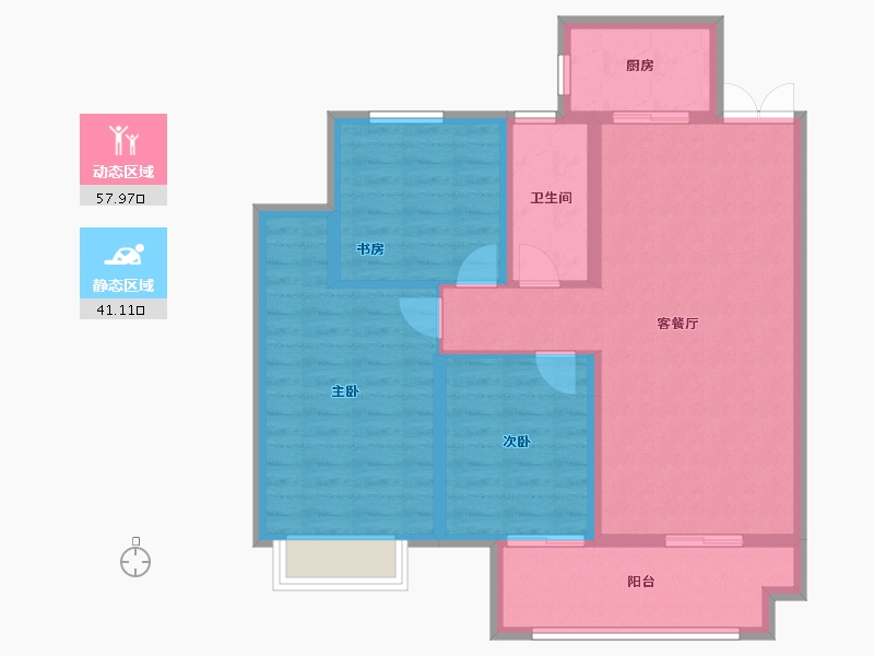 安徽省-宿州市-金荣·学府壹号-89.00-户型库-动静分区