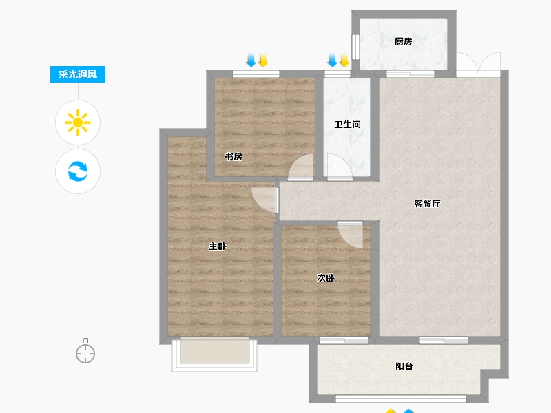 安徽省-宿州市-金荣·学府壹号-89.00-户型库-采光通风