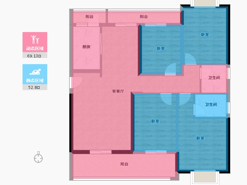 福建省-泉州市-金龙华侨城-108.81-户型库-动静分区