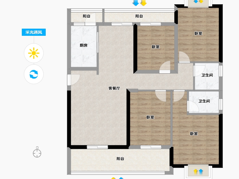 福建省-泉州市-金龙华侨城-108.81-户型库-采光通风