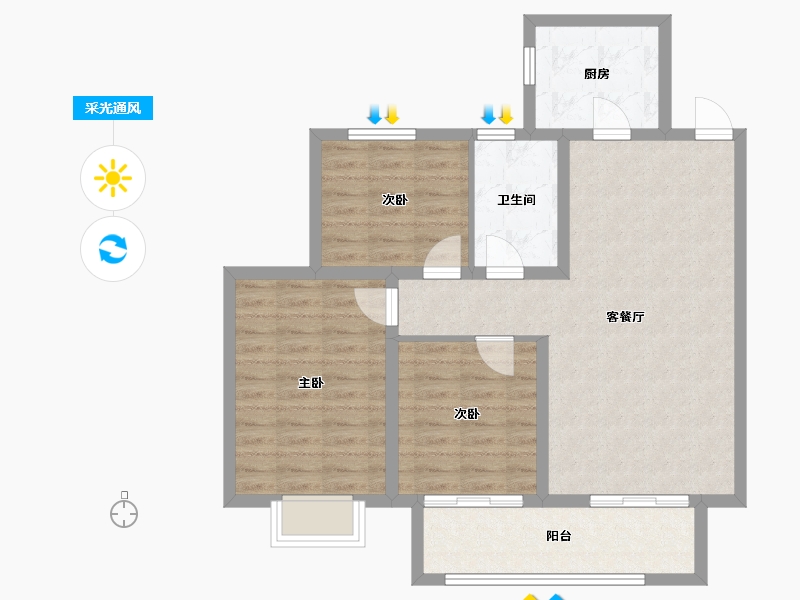 陕西省-铜川市-龙记檀府-83.64-户型库-采光通风