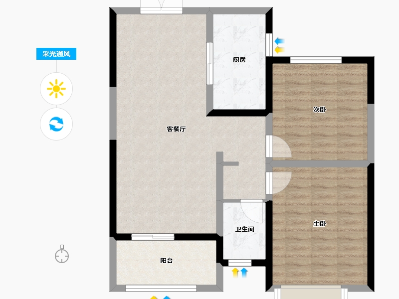 湖北省-咸宁市-恒基国宾府-80.50-户型库-采光通风