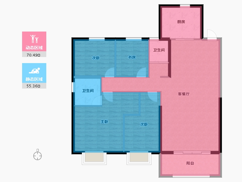 陕西省-铜川市-铜川碧桂园翡翠公馆-114.55-户型库-动静分区