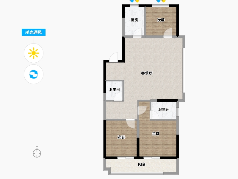 安徽省-宿州市-三巽·灵璧清枫-96.00-户型库-采光通风