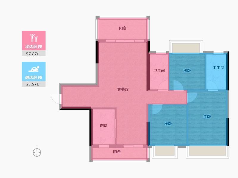 广西壮族自治区-贵港市-西江学府.蔷薇花园-84.09-户型库-动静分区