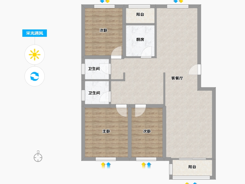 北京-北京市-清岚花园-西区-109.42-户型库-采光通风