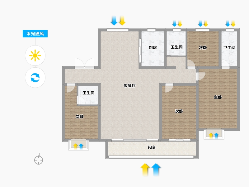 山东省-滨州市-秦皇壹号-160.81-户型库-采光通风