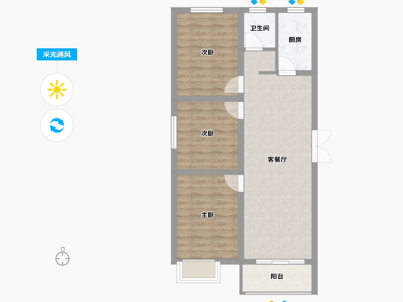 河南省-三门峡市-天鹅名筑-69.84-户型库-采光通风