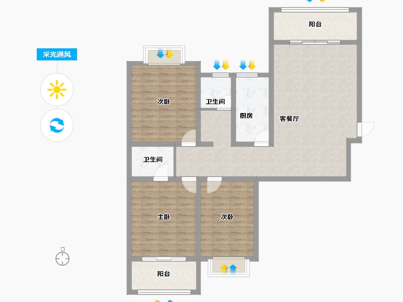 河南省-三门峡市-陆祥·山茶郡-111.25-户型库-采光通风