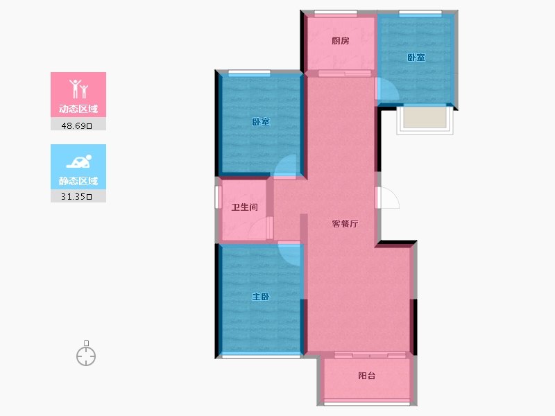 河北省-张家口市-天保铂悦湾-70.65-户型库-动静分区