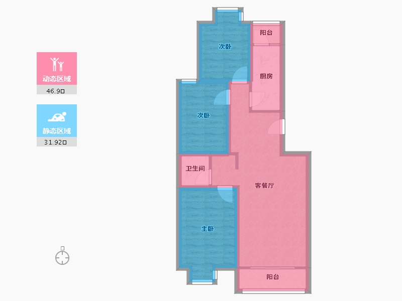 北京-北京市-清岚花园-西区-96.07-户型库-动静分区